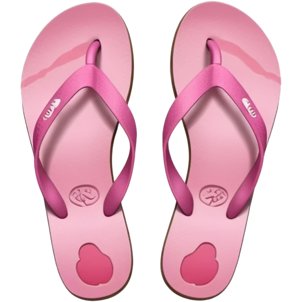 female pink wornout flip flips with footprint on insoles emoji