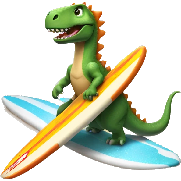 Dinosaur riding a surfboard  emoji