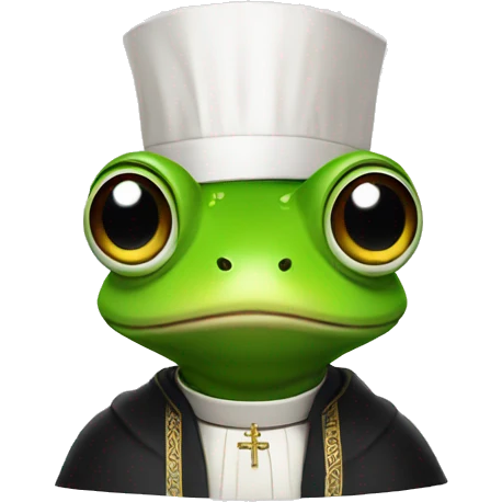frog wearing airpods dressed as a priest emoji