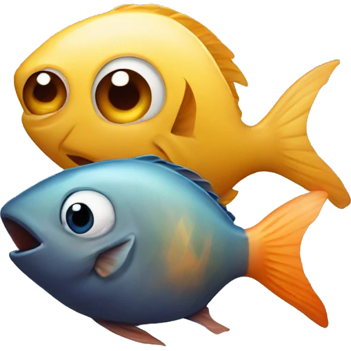 C and D with a little fish in the center emoji
