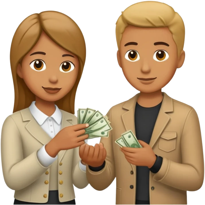 Hand 1, gives Money to other hand with clothes  emoji