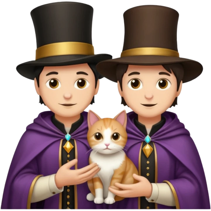 magician couple and their pet cat emoji
