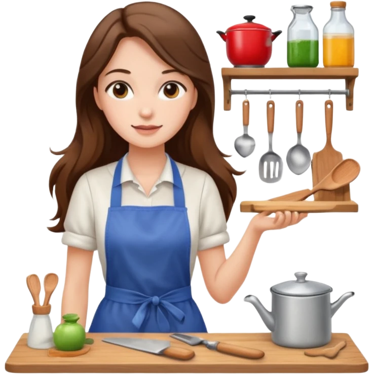 beautiful girl with long brown hair renovating her kitchen emoji
