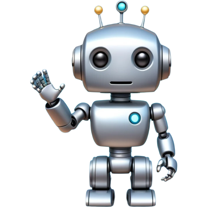 playful robot with a speech bubble saying 'AI', surrounded by sparkles, representing uncensored AI emoji