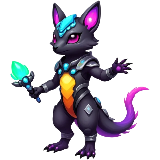 Epic Edgy Cute Colorful Vibrant Dark Nebula Modern Vernid-Protogen-creature-animal, full body emoji