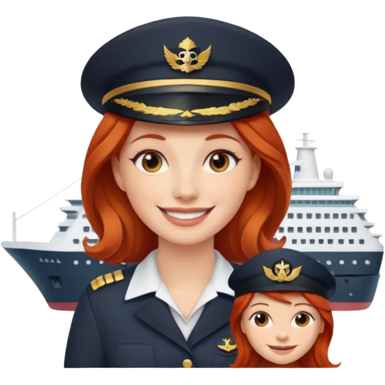 cruise emoji with a red headed woman emoji