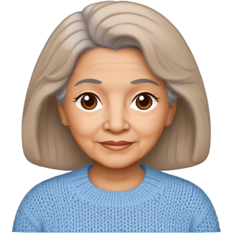Latina grandmother, light brunette, with light blue knitted sweater emoji