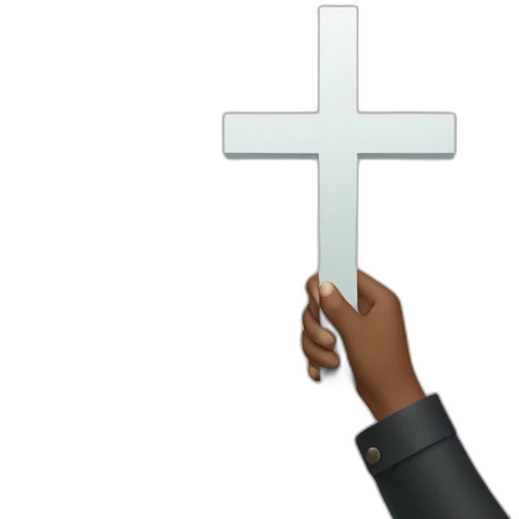 Hand holding a sign with a cross on it emoji