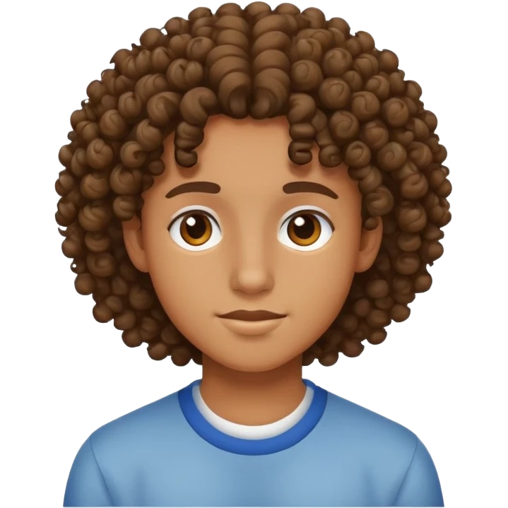 Teenager with curly hair and brown skin emoji