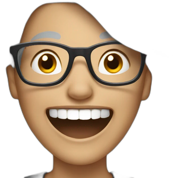 Long grey haired Woman with glasses laughing emoji