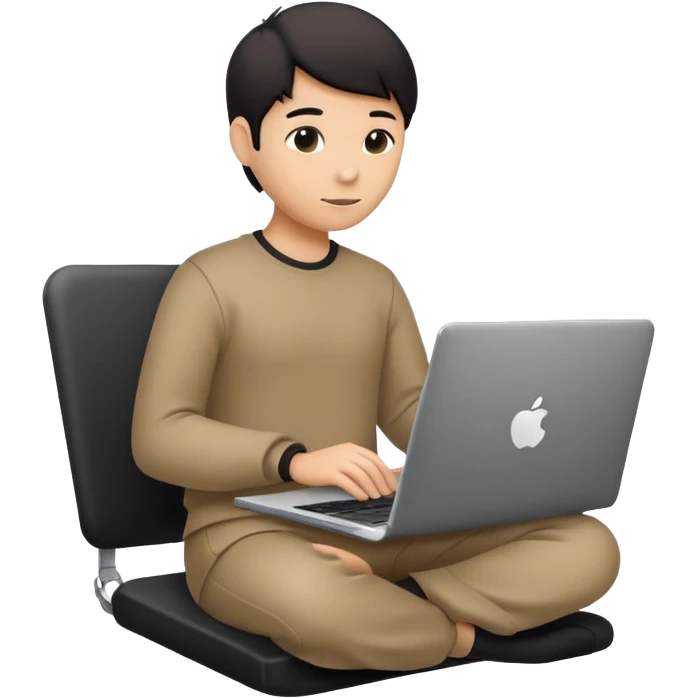 Minimalistic flat vector icon, iOS style, thin black contour on white background. Person silhouette sitting with a laptop, code brackets <> on the screen. Clean, no text, no shadows. emoji