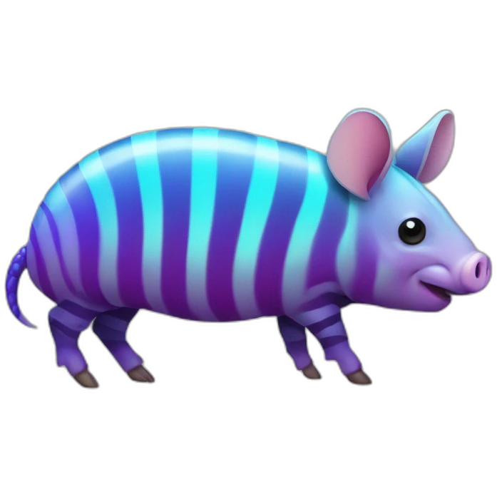 Iridescent spotted striped cyan purple gradient pig armadillo cow centipede insect with star markings star shaped spots emoji