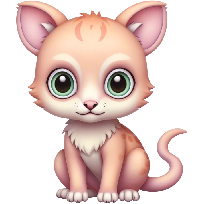 Adorable colorful baby pastel edgy animal-hybrid, full body, big Eyes emoji