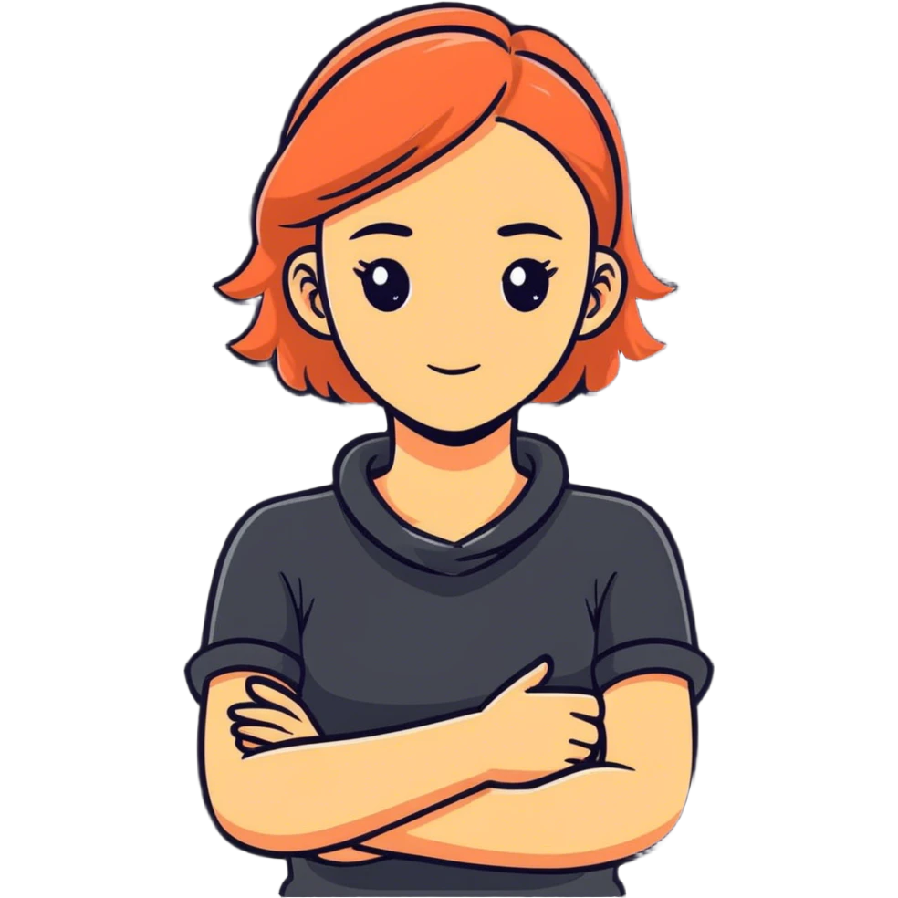 Girl with arms crossed holding neck emoji
