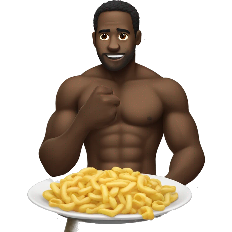Big shirtless black dude eating  emoji