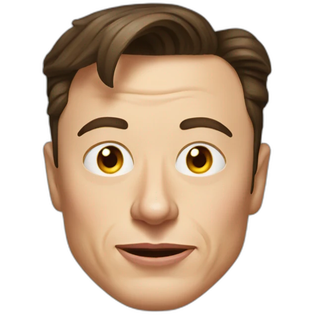 elon musk with an unsettlingly warped face emoji
