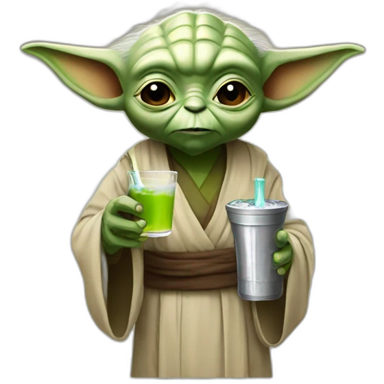 Yoda drinking an arabic drink emoji