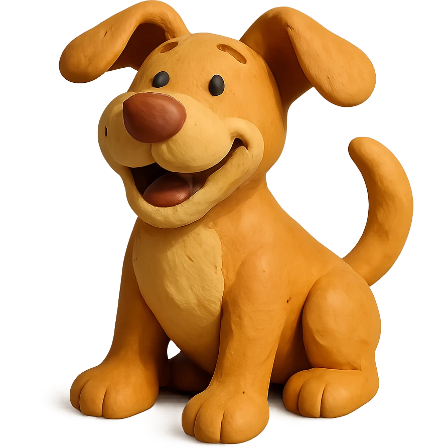 happy dog in claymation style emoji