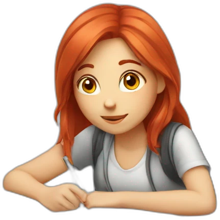 Girl with red hair studying  emoji