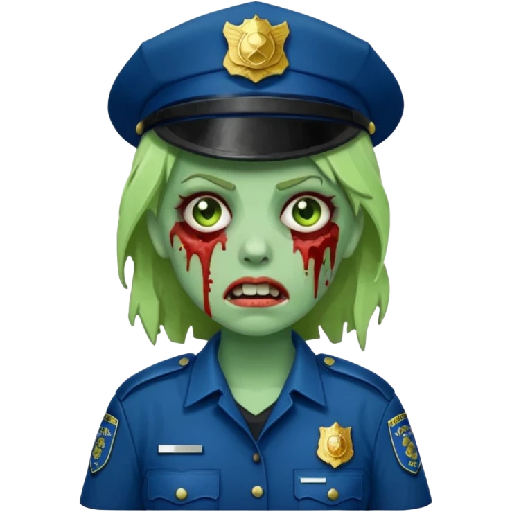 green zombie female police emoji