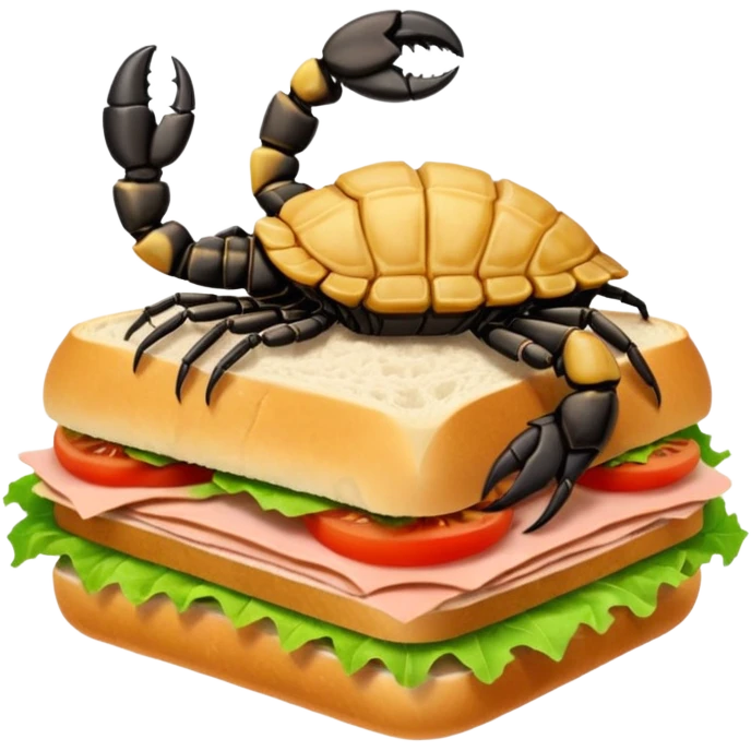 A scorpion in a cloud eating a sandwich emoji