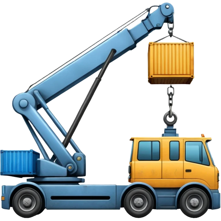 Container being lifted by a large machine. emoji