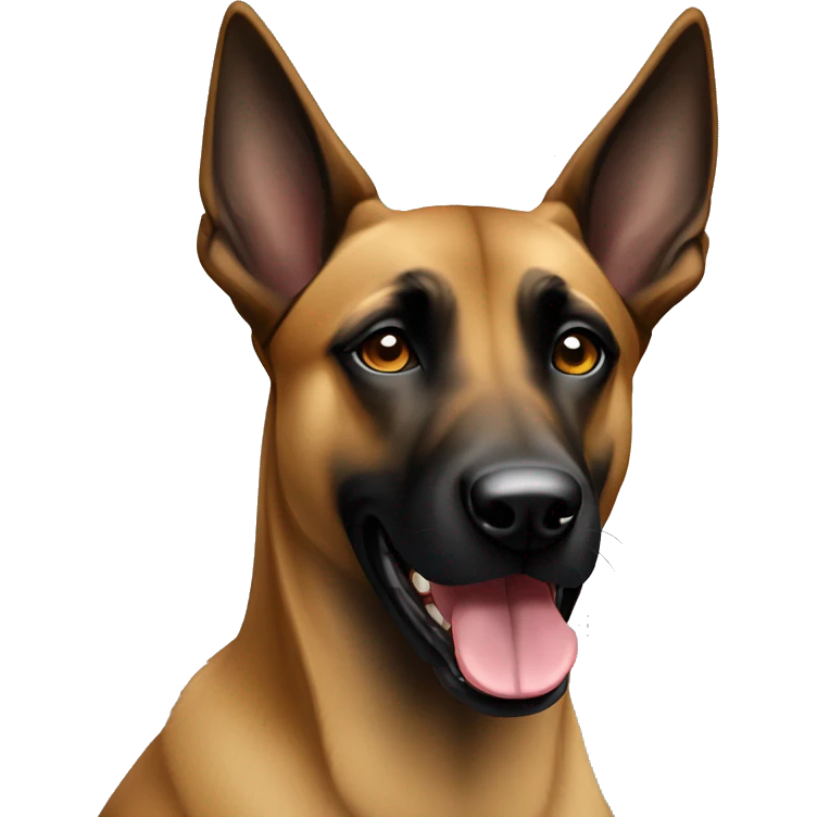 belgian malinois with white patch around right eye and ear emoji