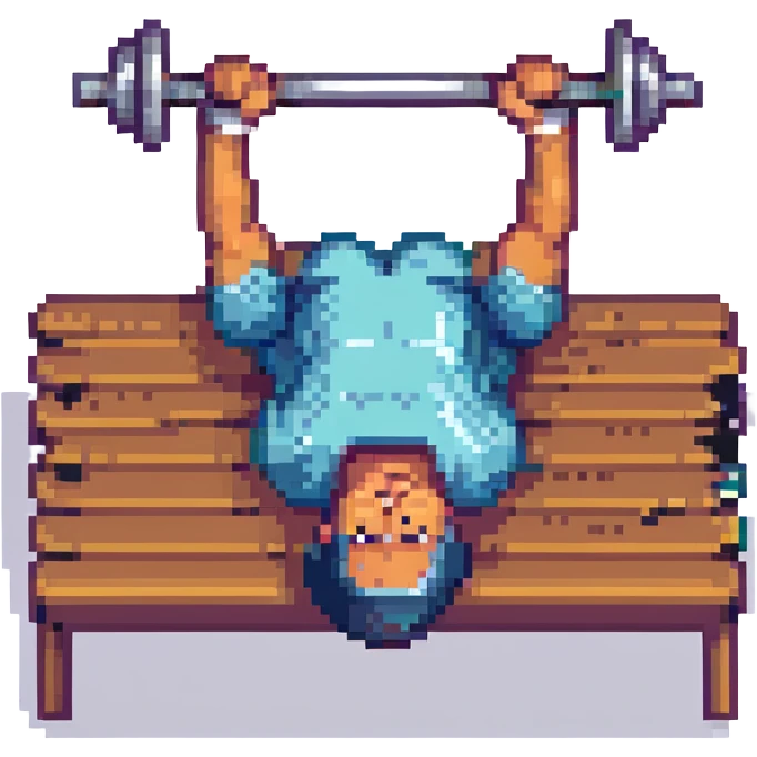 man doing bench press, pixel art style emoji