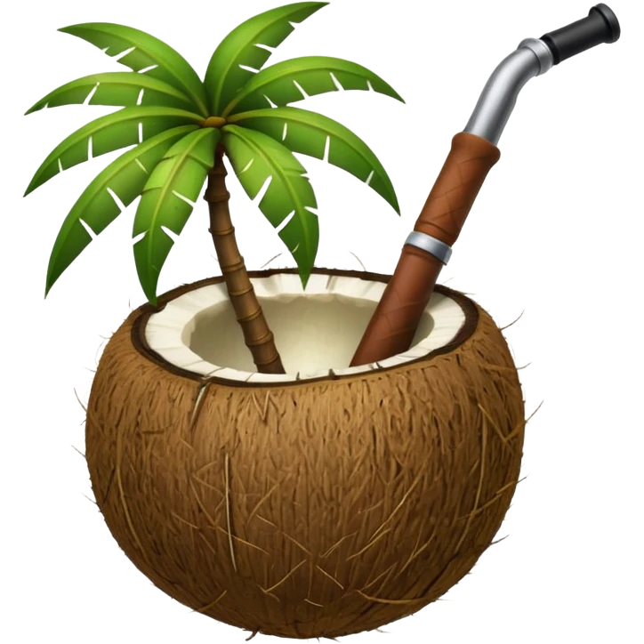 Green Coconut with open and with pipe emoji