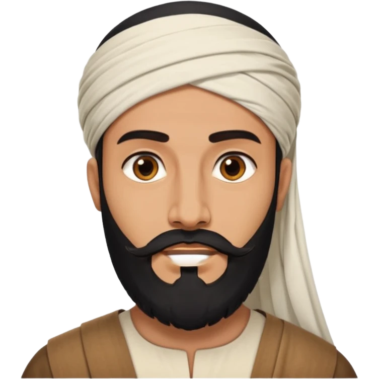 arab with black beard and defined jaw wearing white kandura emoji