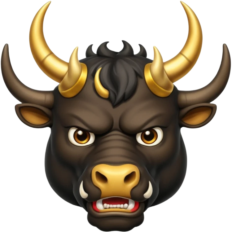 black angry powerful bull with golden horns emoji emoji