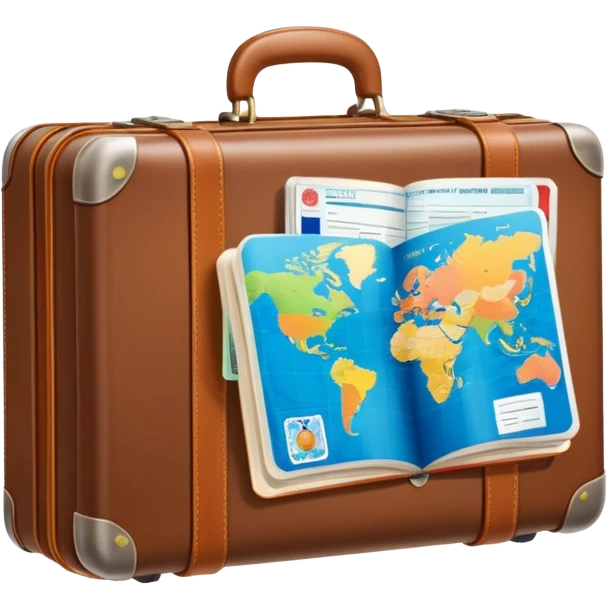 travel itinerary with suitcase and passport, no text or letters emoji