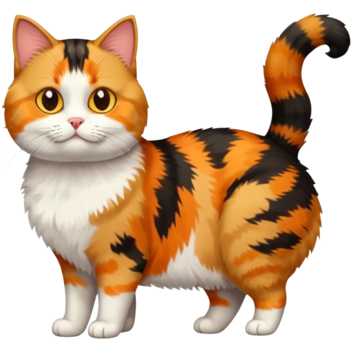full body calico tabby cat with tiny head and fat body emoji