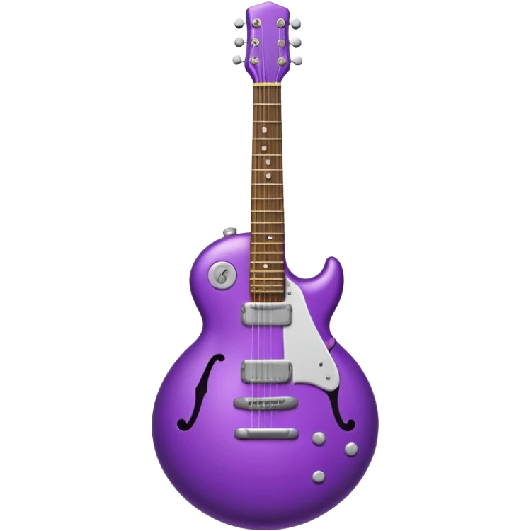 a purple Christmas ornament with a guitar emoji