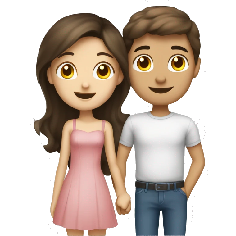 Brunette girl brunette boy lovingly couple emoji