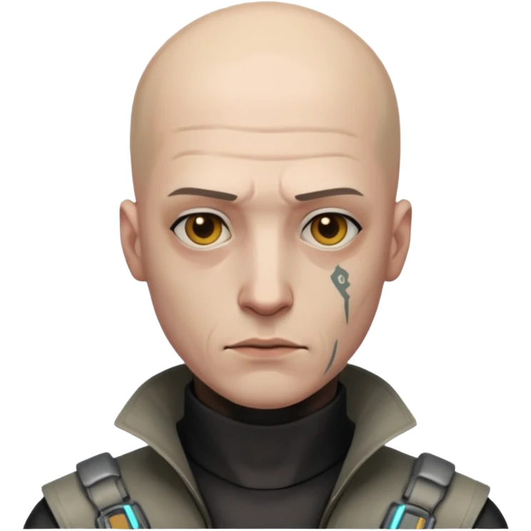 cyberpunk poor man whihout hair emoji