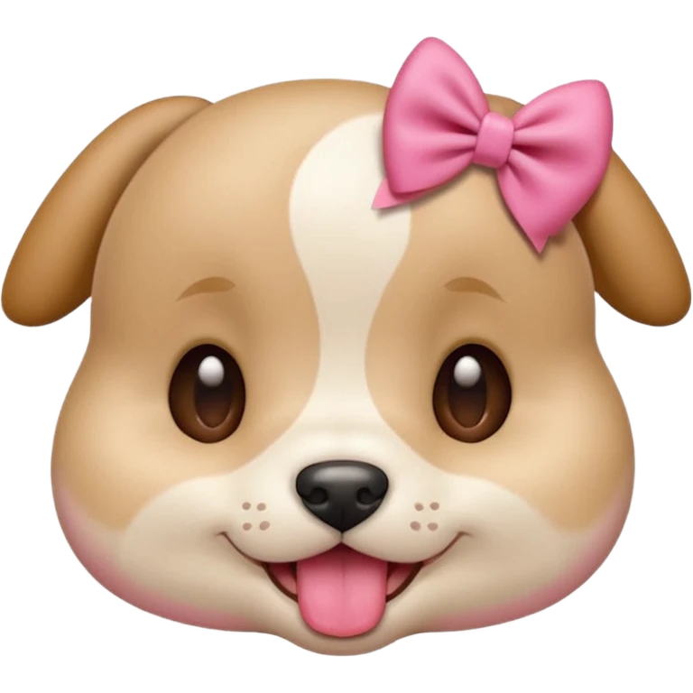 This puppy HEAD 🐶 with a pink bow and tongue out, please in apple ios emoji stylem not fluffy!! Not white, not hairy!  emoji