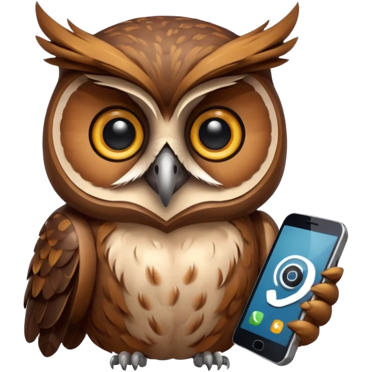 Сова с телефоном emoji