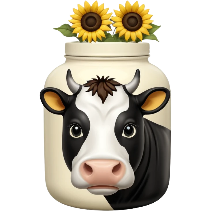 Cow print jar with flowers emoji