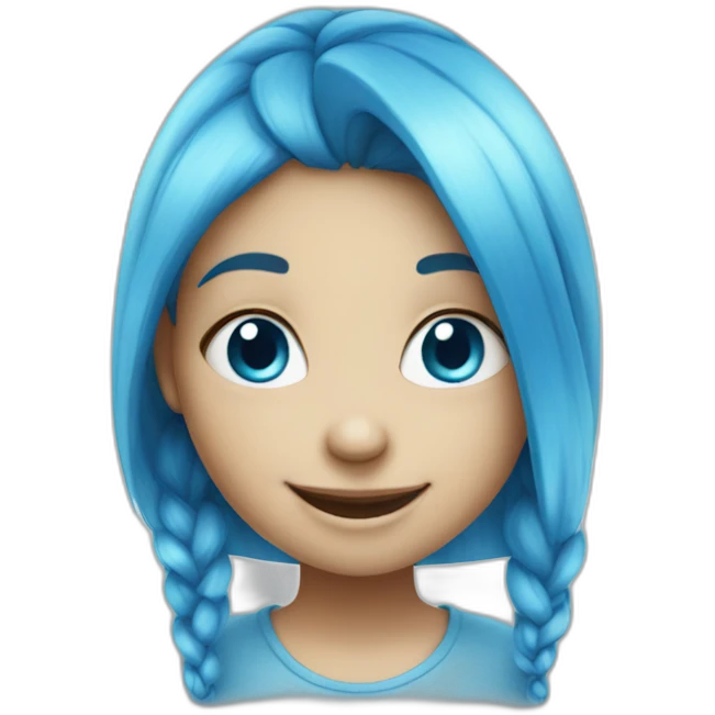smiling girl with blue skin like smurf emoji