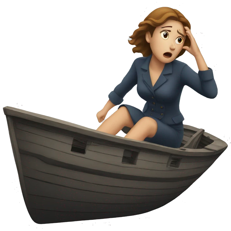 woman scared sinking ship emoji