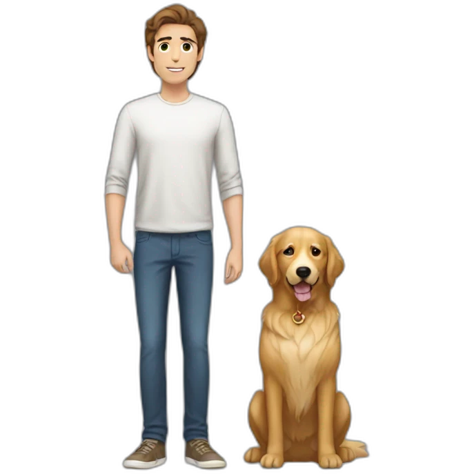 brown hair tall guy with golden retriever emoji