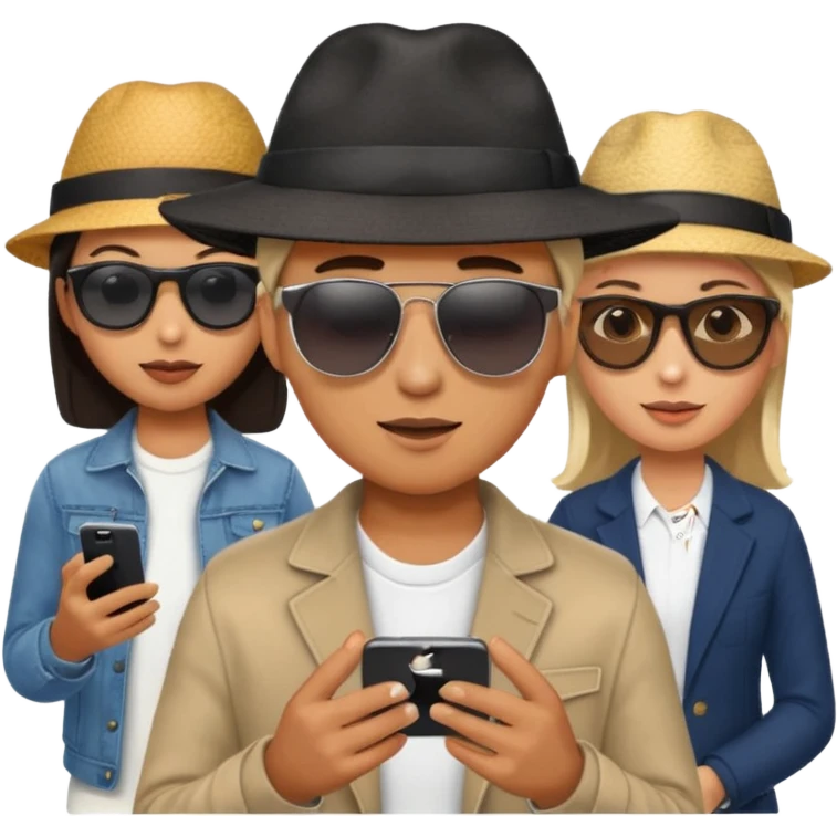 person searching something with iphone and people around emoji