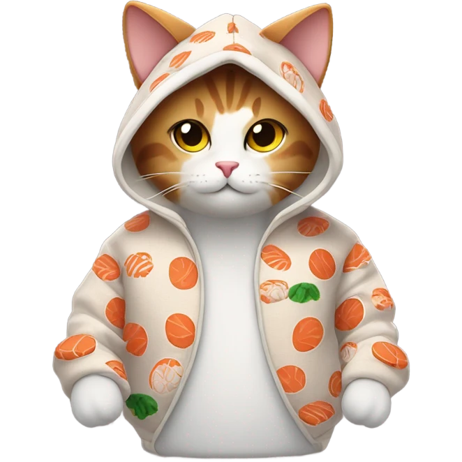 Cat wearing a sushi hoodie  emoji