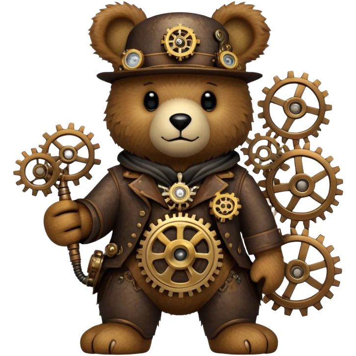 Steampunk Freddy bear with gears and brass emoji