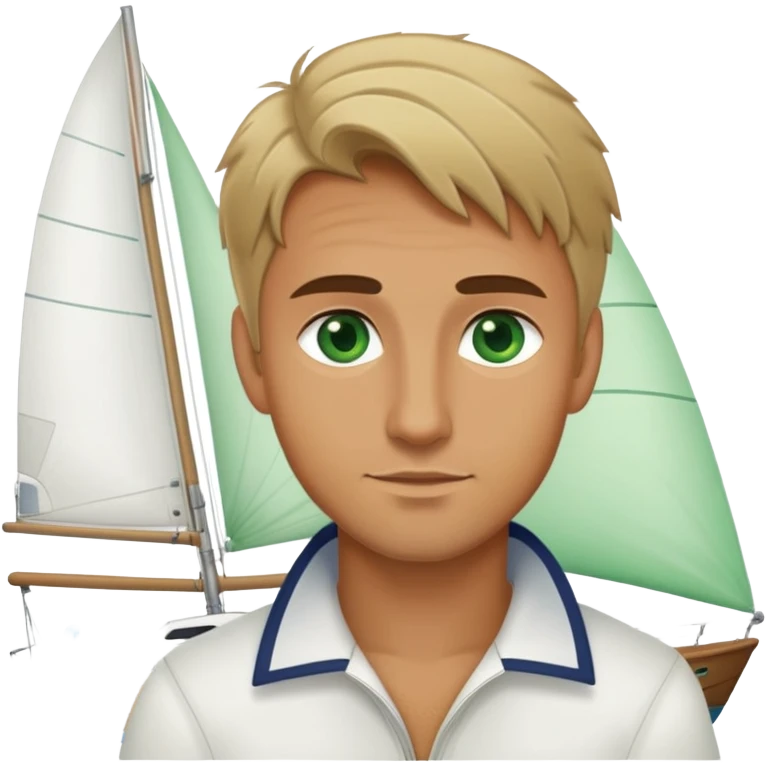 handsome man with green eyes and dirty blonde hair on a sailboat emoji