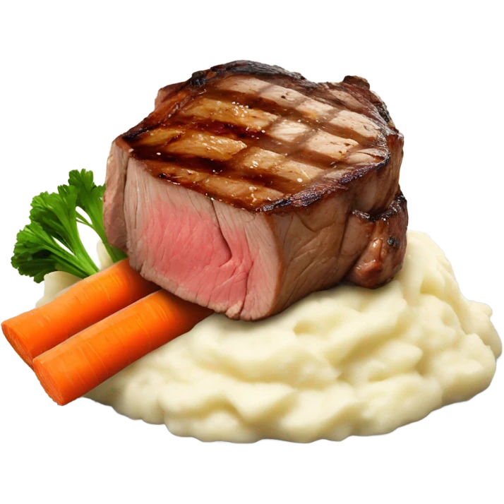 Ribeye steak with mashed potatoes and carrots emoji