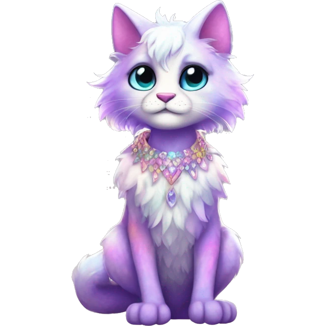 Furry, sparkle, iridescent, colorful, pastel, edgy, cool, fantasy beautiful, divine, godly, angelic, animal, anthro, full body, fursona, feline emoji