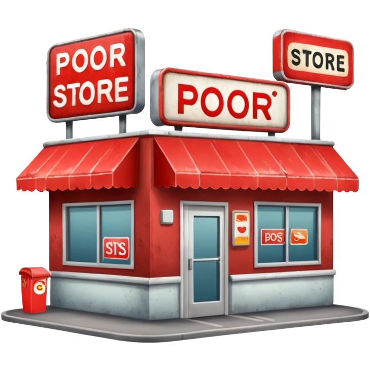 Convenience store named poor store and more emoji