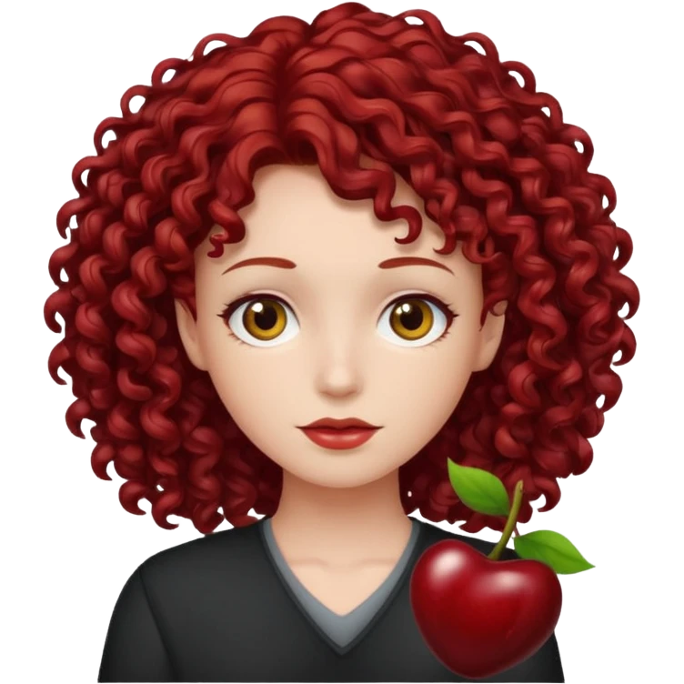 dark red cherry curly hair  emoji